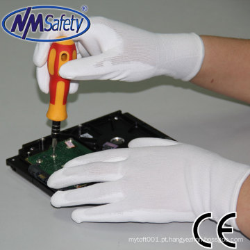 NMSAFETY branco Anti-Estático Anti-Skid PU Dedo Revestido ESD Eletrônico Trabalhando Luvas de Ajuste